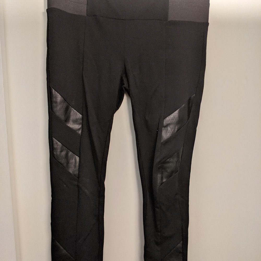 Leather Panel Black Leggings